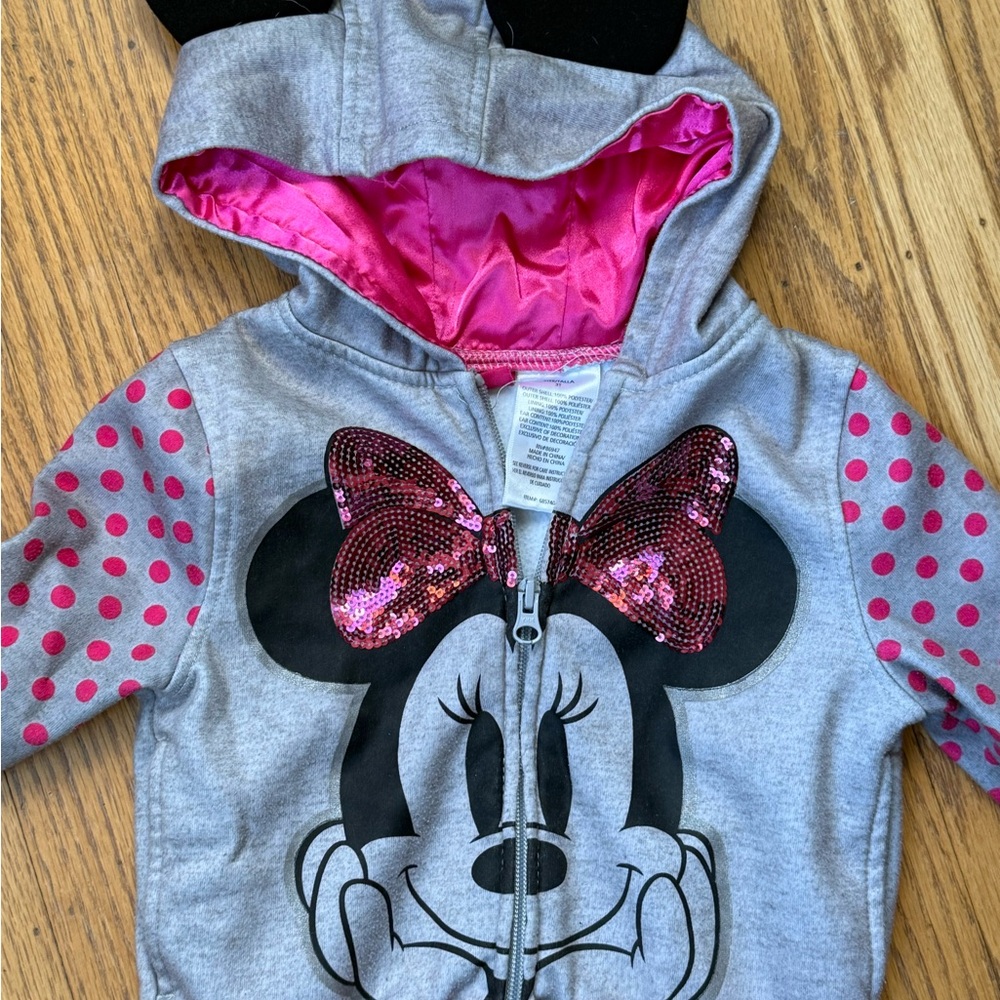 Disney Minnie Mouse Hoodie - Gray with Pink Accents